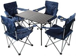 Mesa con sillas de camping plegables